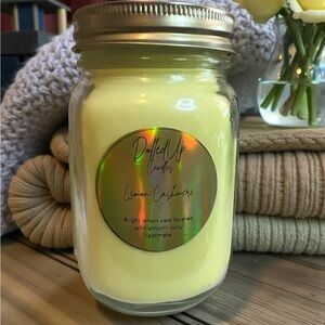 16oz Lemon Cashmere Soy Candle | Mason Jar Candle | Fresh Citrus & Cozy